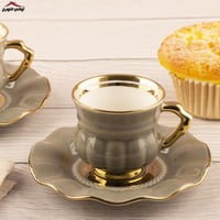 طقم فناجين قهوة الفخامة رمادي