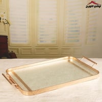 صينية تقديم زجاج ثلجي مستطيل نحاسي