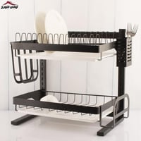 سلة صحون دورين حديد مستطيل اسود