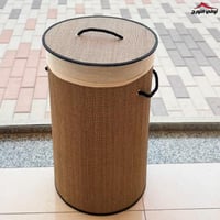 سلة ملابس خوص دائري