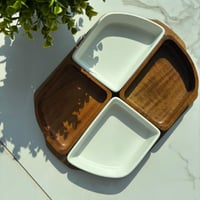 طقم صحون مكسرات بصينية خشب