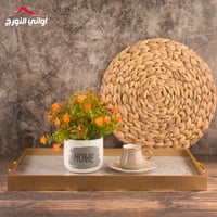 صينية تقديم ماربل رمادي بايطار ذهبي