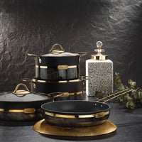 طقم قدور جرانيت ماربل أسود 7 قطع