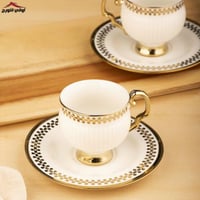 طقم فناجين قهوة تركيه أبيض مذهب