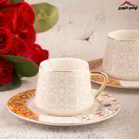 طقم فناجين قهوة حزام رمادي + بني ديما