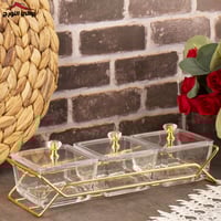 طقم صحون مكسرات ثلاثي بستاند مذهب