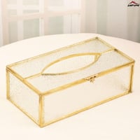 علبة مناديل زجاج ذهبي