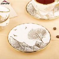 طقم فناجين قهوة تركيه أبيض مذهب