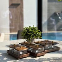 طقم مكسرات دلال رباعي بخشب فاخر