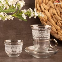 طقم بيالات تركي كرستال فضي 18 قطعة