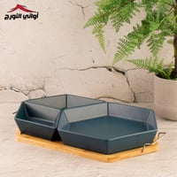 صحن تقديم بقاعدة خشب كحلي