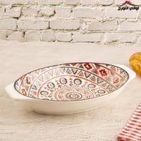 صحن بيضاوي زخرفة أحمر