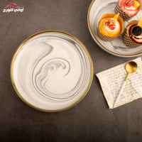 صحن ماربل غزير أبيض /رمادي