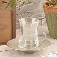 طقم بيالات وفناجين اريج أخضر رمادي