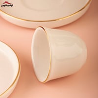 طقم بيالات مع فناجين تركي ابيض مذهب 18 قطعة غاليري