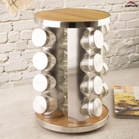 طقم علب بهارات بستاند دائري 16 قطعه