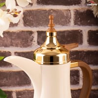 طقم ترامس سدين بيد خشبي ابيض مذهب