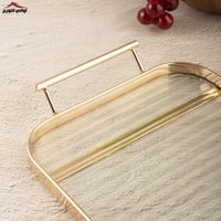 صينية تقديم زجاج مستطيل مخطط