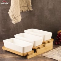 طقم صحون تقديم طويل مدرج ثلاثي