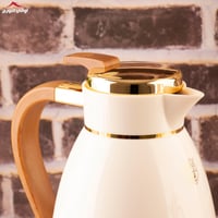 طقم ترامس سدين بيد خشبي ابيض مذهب