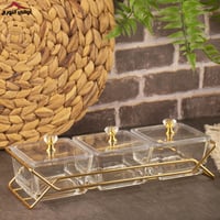 طقم صحون مكسرات ثلاثي بستاند مذهب