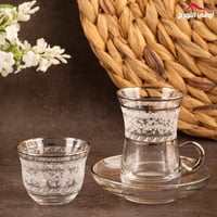 طقم بيالات كرستال تركي فضي 18 قطعة