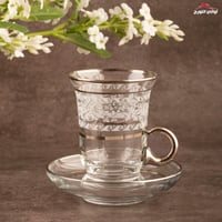 طقم بيالات تركي كرستال فضي 18 قطعة