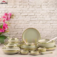 طقم عشاء جوليا 22 قطعة أخضر ذهبي