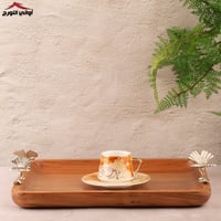 تبسي خشب مستطيل بيد فراشة فضي وسط