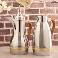 طقم ترامس سدين بيد خشبي كروم مذهب