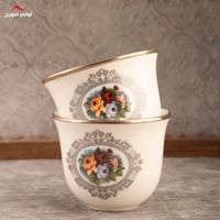 طقم بيالات تركي كرستال روز فضي 18 قطعة