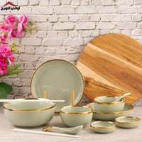 طقم عشاء اخضر ذهبي جوليا 11 قطعة