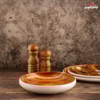 صحن دائري عميق على شكل خشب