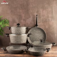 طقم قدور جرانيت تركي رصاصي بغطاء زجاج 9 قطع ماركة...