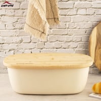 حافظة خبز بيضاوي بغطاء خشب