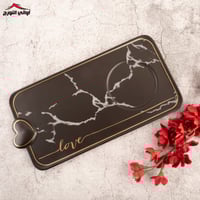 طقم كوب مع صينية أسود ماربل