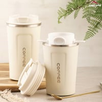 كوب حافظ للحرارة بمصفاة وملعقة