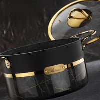 طقم قدور جرانيت ماربل أسود 7 قطع