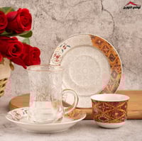 طقم بيالات حزام رمادي + بني 18 قطعة ديما