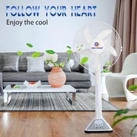 مروحة طاقة شمسية 16 إنش مع لمبة وشاحن جوال