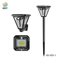 عمود إنارة حدائق بالطاقة الشمسية - إضاءة أصفر وأبي...