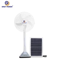 مروحة طاقة شمسية 16 إنش مع لمبة وشاحن جوال