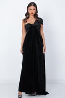 فستان مخمل اسود موديل 176210