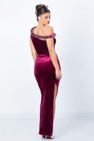 فستان مخمل عودي موديل 176195