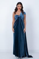 فستان مخمل بترولي موديل 176210