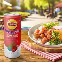 ليبتون كومبوتشا سكر خفيف الفراولة والنعناع 250 مل