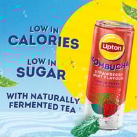 ليبتون كومبوتشا سكر خفيف الفراولة والنعناع 250 مل