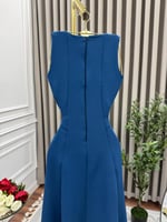 فستان أزرق أنيق بدون أكمام بقصة A-Line