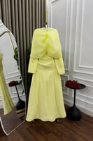 فستان ناعم ميدي أصفر - فساتين ناعمة فخمة