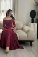 فستان كشخة الأناقة والنعومة لون عنابي